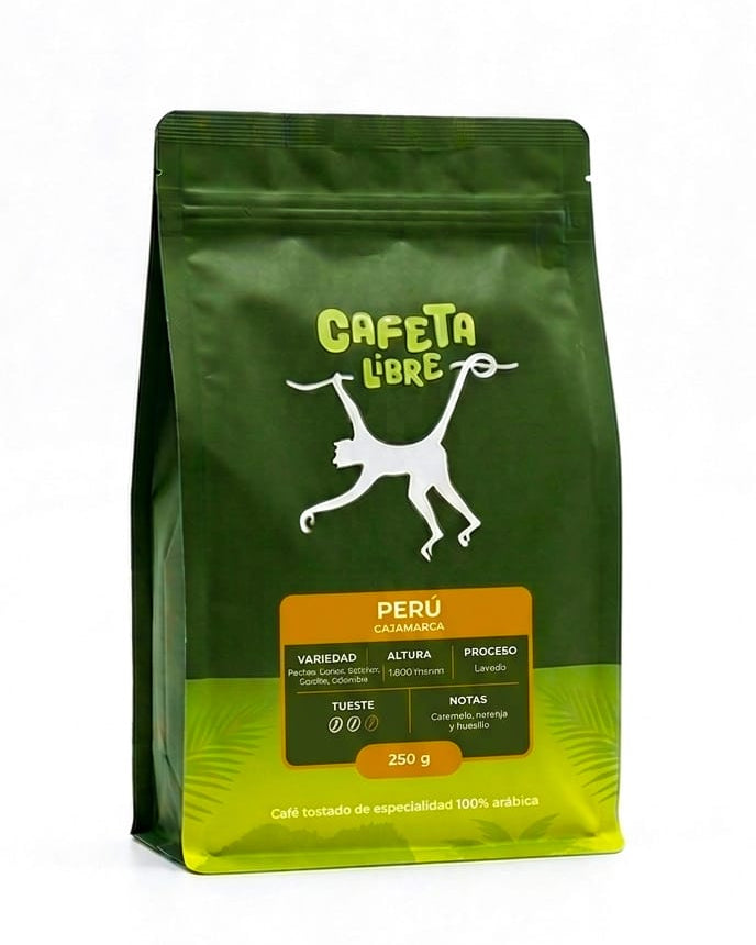 Bolsa de café 250g marca CafetaLibre Perú