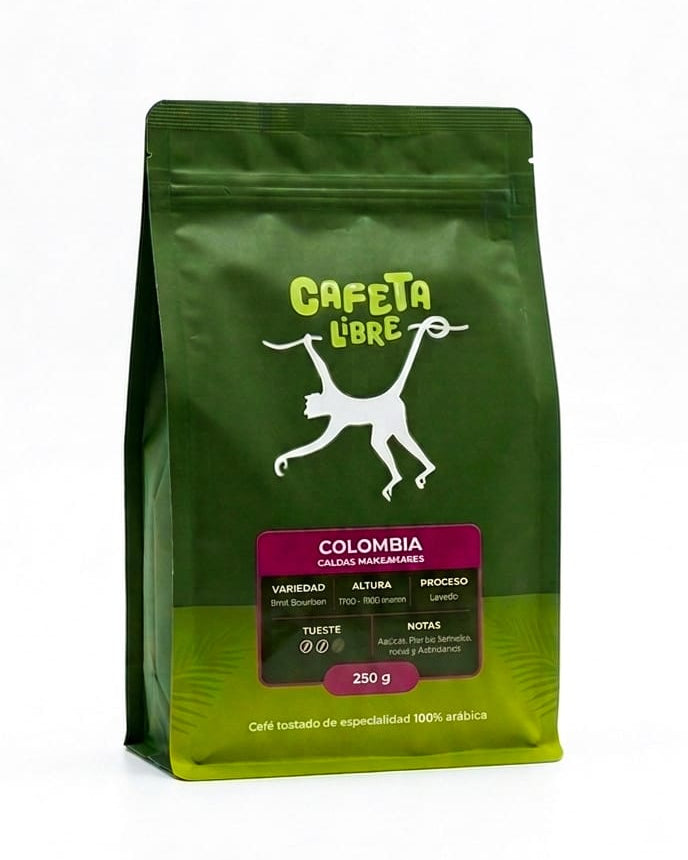 Bolsa de café Colombiano de 250 gramos marca CafetaLibre