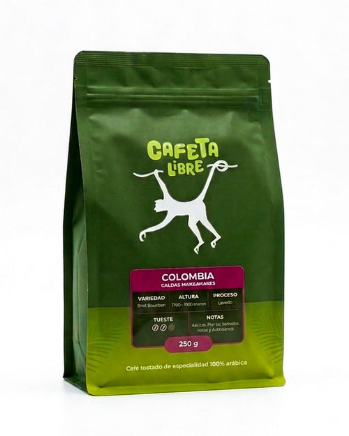 Bolsa de café Colombiano de 250 gramos marca CafetaLibre